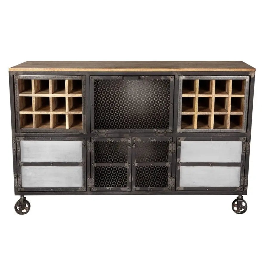 Meath Metal & Wood Display Bar Cabinet