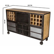 Meath Metal & Wood Display Bar Cabinet