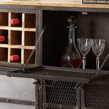 Meath Metal & Wood Display Bar Cabinet