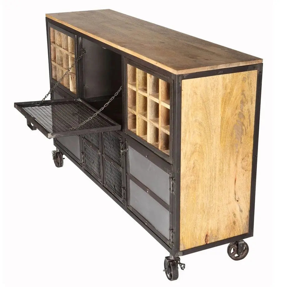 Meath Metal & Wood Display Bar Cabinet
