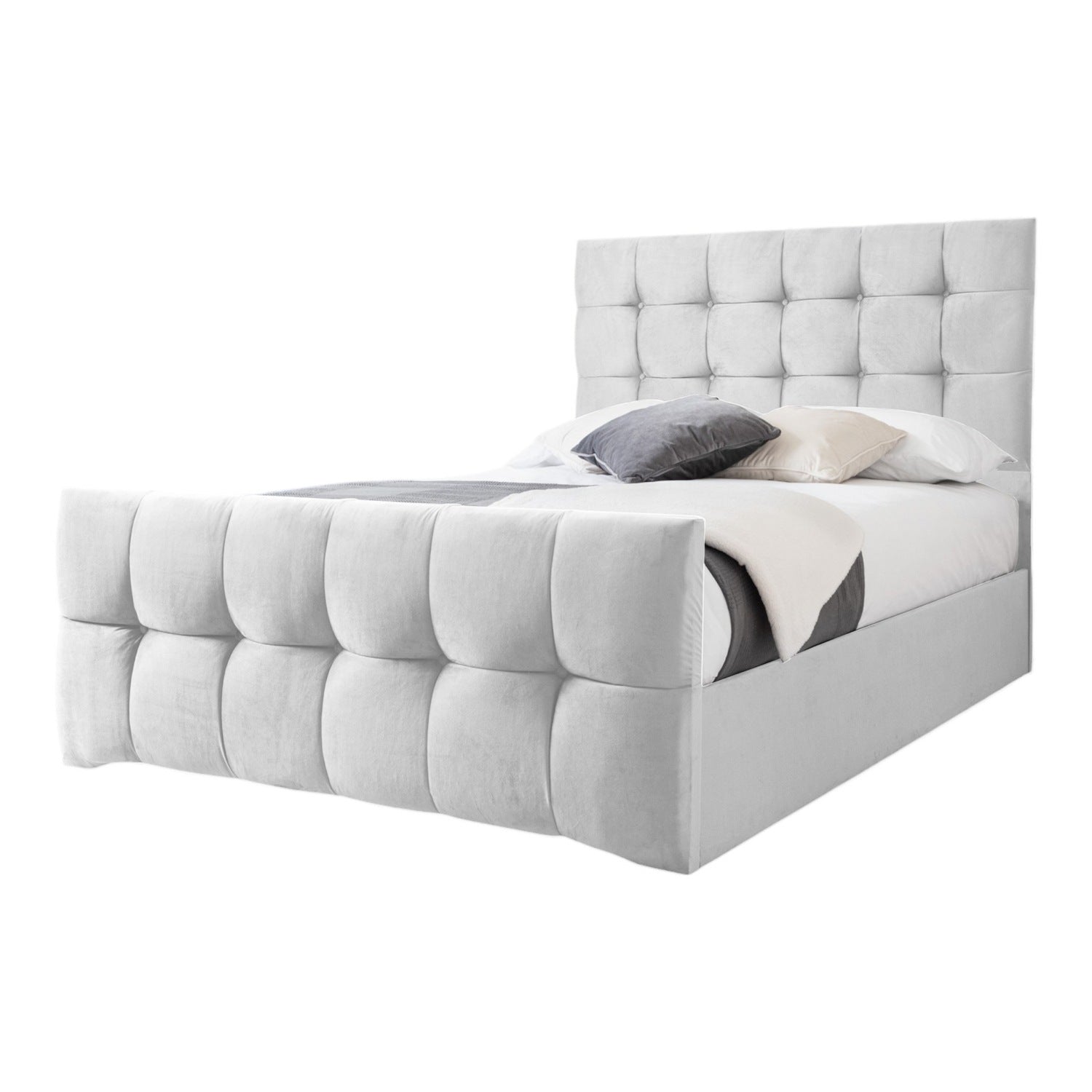 Narberth Cube Pattern Tufted Fabric Upholstered Bed Frame