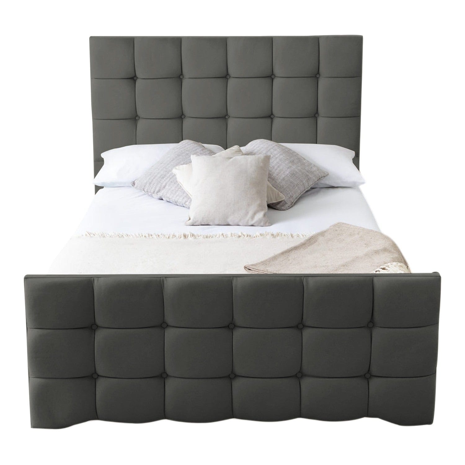 Narberth Cube Pattern Tufted Fabric Upholstered Bed Frame