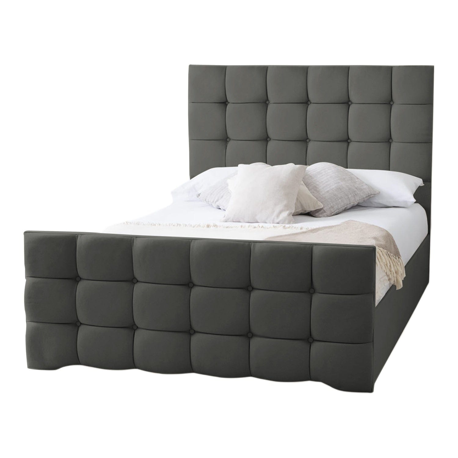 Narberth Cube Pattern Tufted Fabric Upholstered Bed Frame
