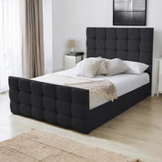 Narberth Cube Pattern Tufted Fabric Upholstered Bed Frame