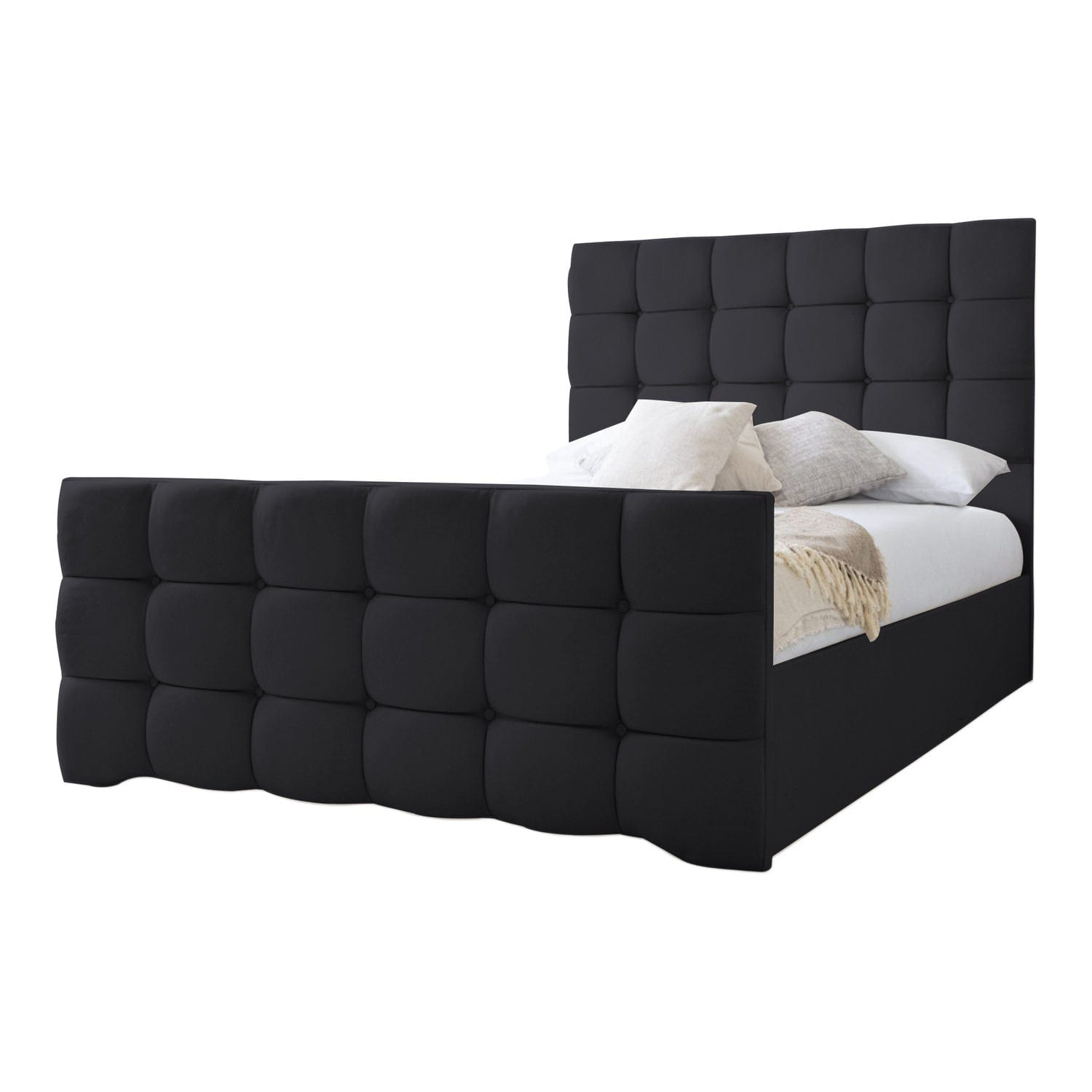Narberth Cube Pattern Tufted Fabric Upholstered Bed Frame