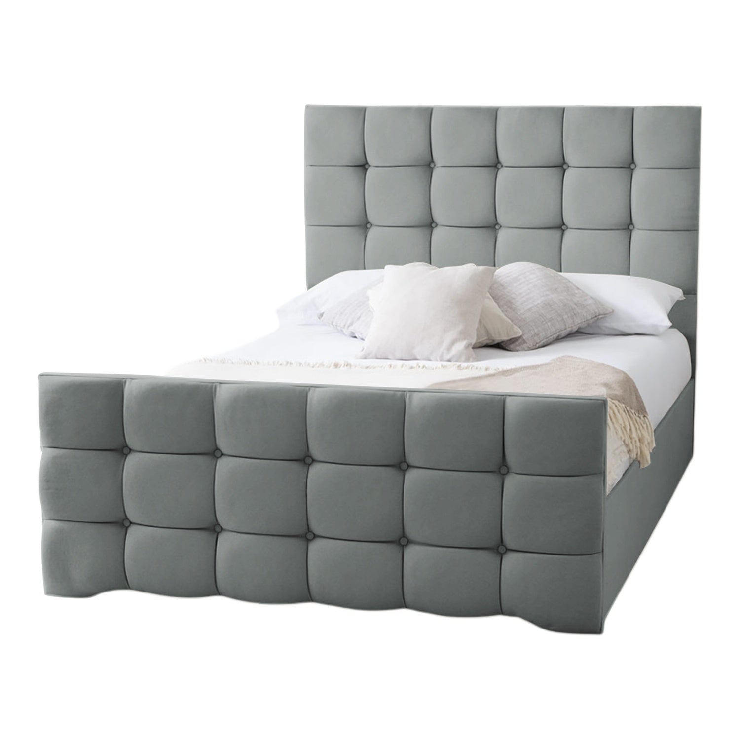Narberth Cube Pattern Tufted Fabric Upholstered Bed Frame