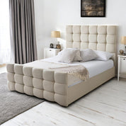 Narberth Cube Pattern Tufted Fabric Upholstered Bed Frame