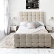 Narberth Cube Pattern Tufted Fabric Upholstered Bed Frame