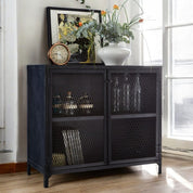 Navan Industrial Black Metal 2 Doors 90cm Sideboard