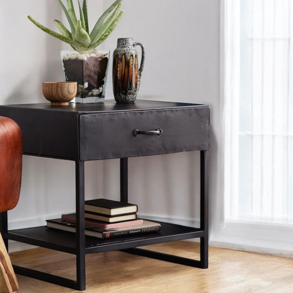 Navan Industrial Metal 1 Drawer Side Table