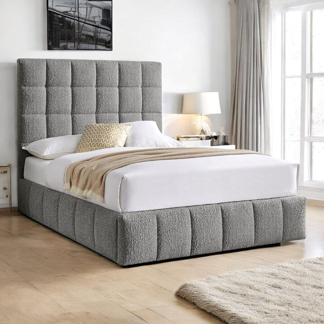  Double 4ft6 - 135x190cm Neston Boucle Fabric Ottoman Storage Bed