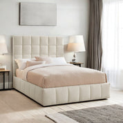 Ivory / Double 4ft6 - 135x190cm Neston Boucle Fabric Ottoman Storage Bed