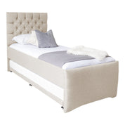 Newgale Tufted Fabric Upholstered Single Guest Bed With Trundle