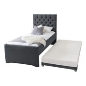 Newgale Tufted Fabric Upholstered Single Guest Bed With Trundle