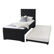 Newgale Tufted Fabric Upholstered Single Guest Bed With Trundle