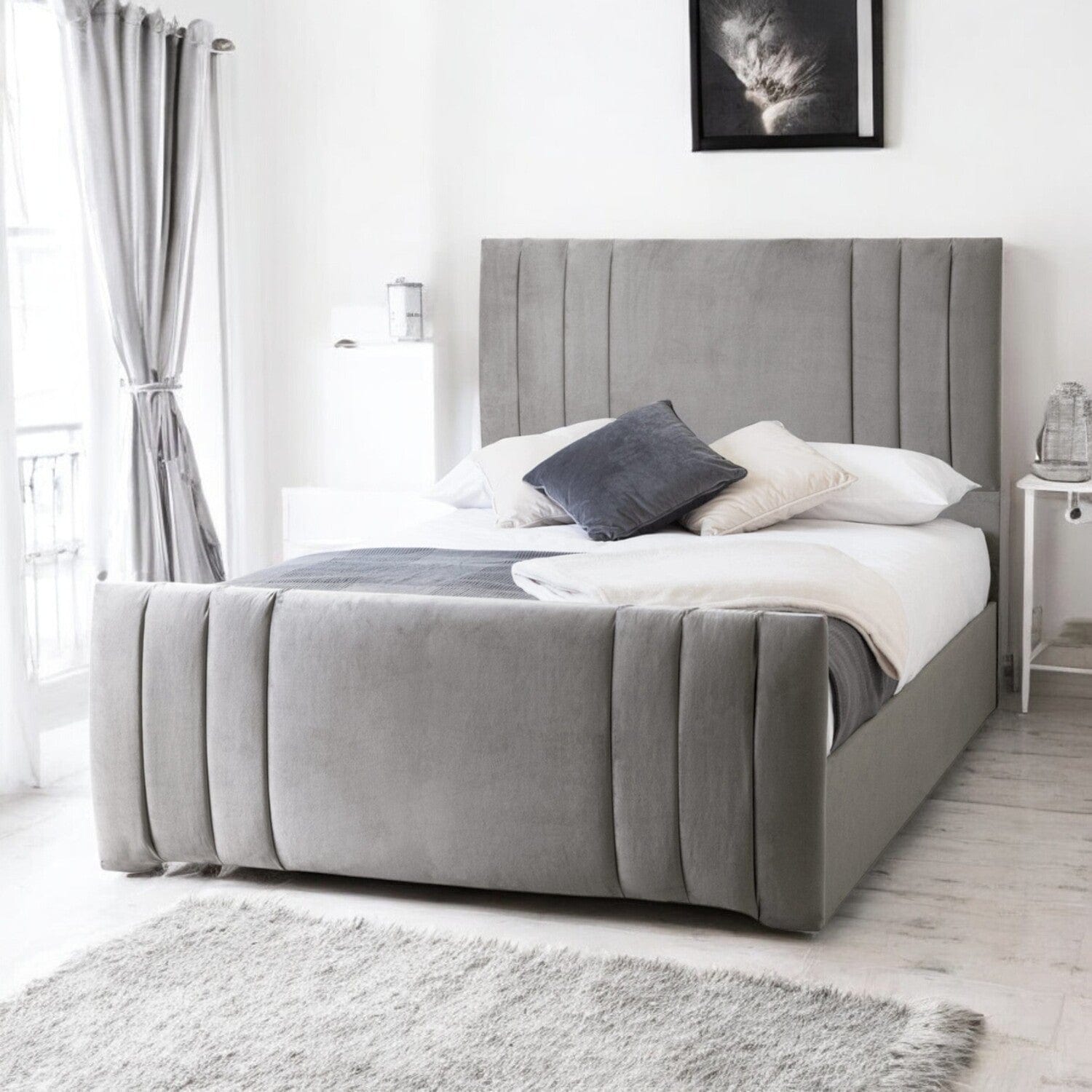 Newport Modern Design Velvet Fabric Upholstered Bed Frame