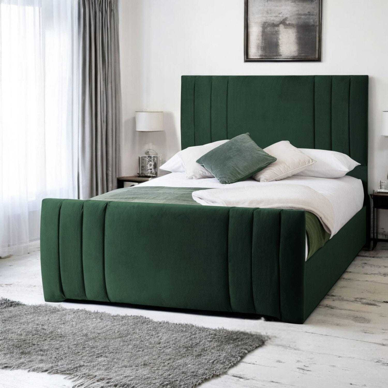 Newport Modern Design Velvet Fabric Upholstered Bed Frame