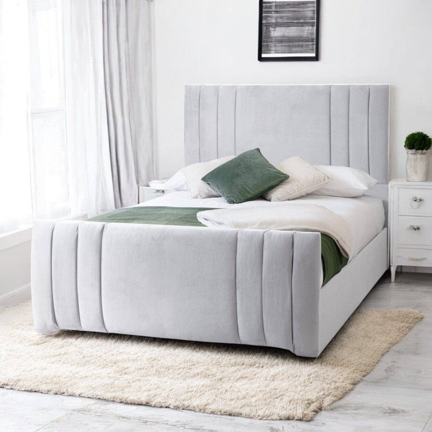 Newport Modern Design Velvet Fabric Upholstered Bed Frame