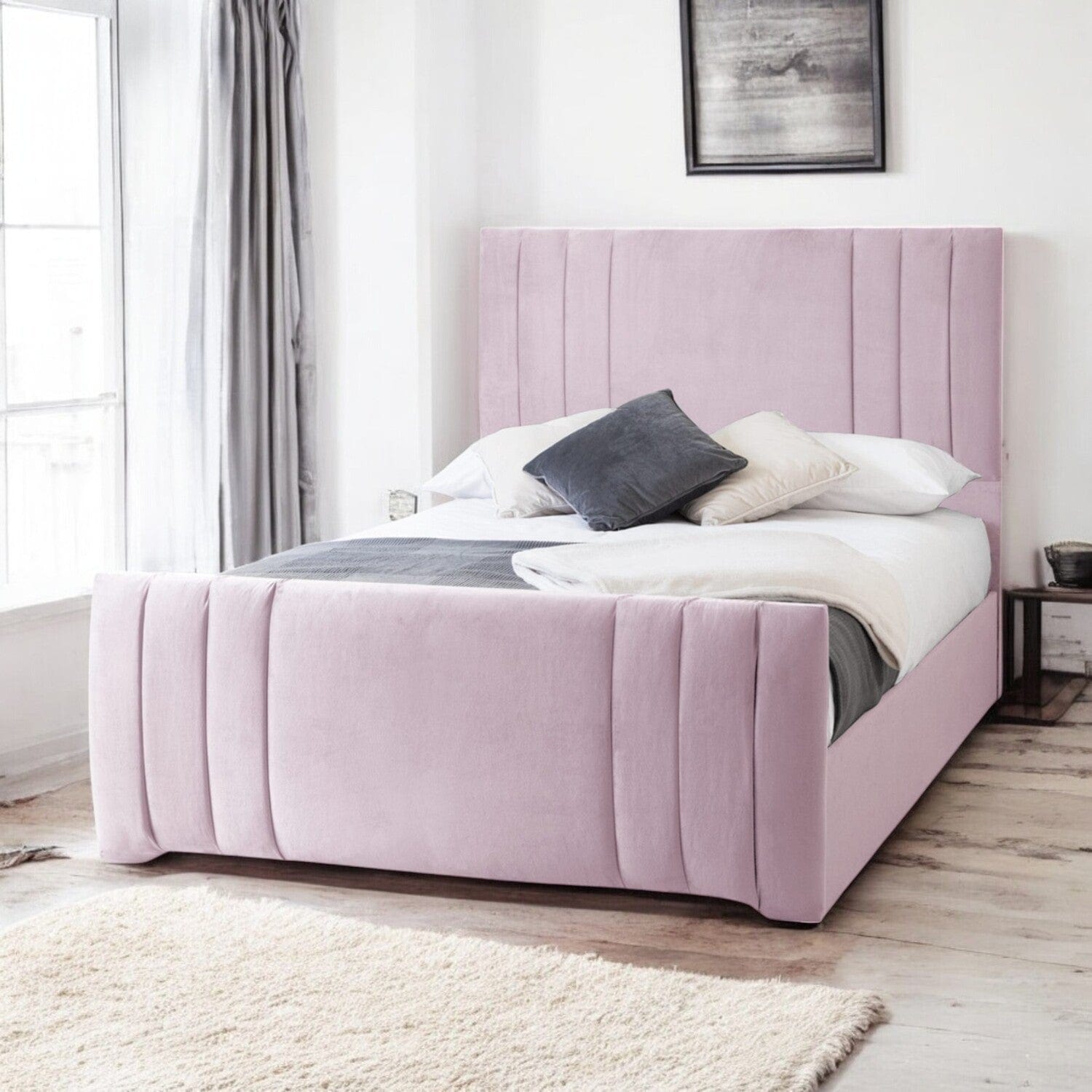 Newport Modern Design Velvet Fabric Upholstered Bed Frame