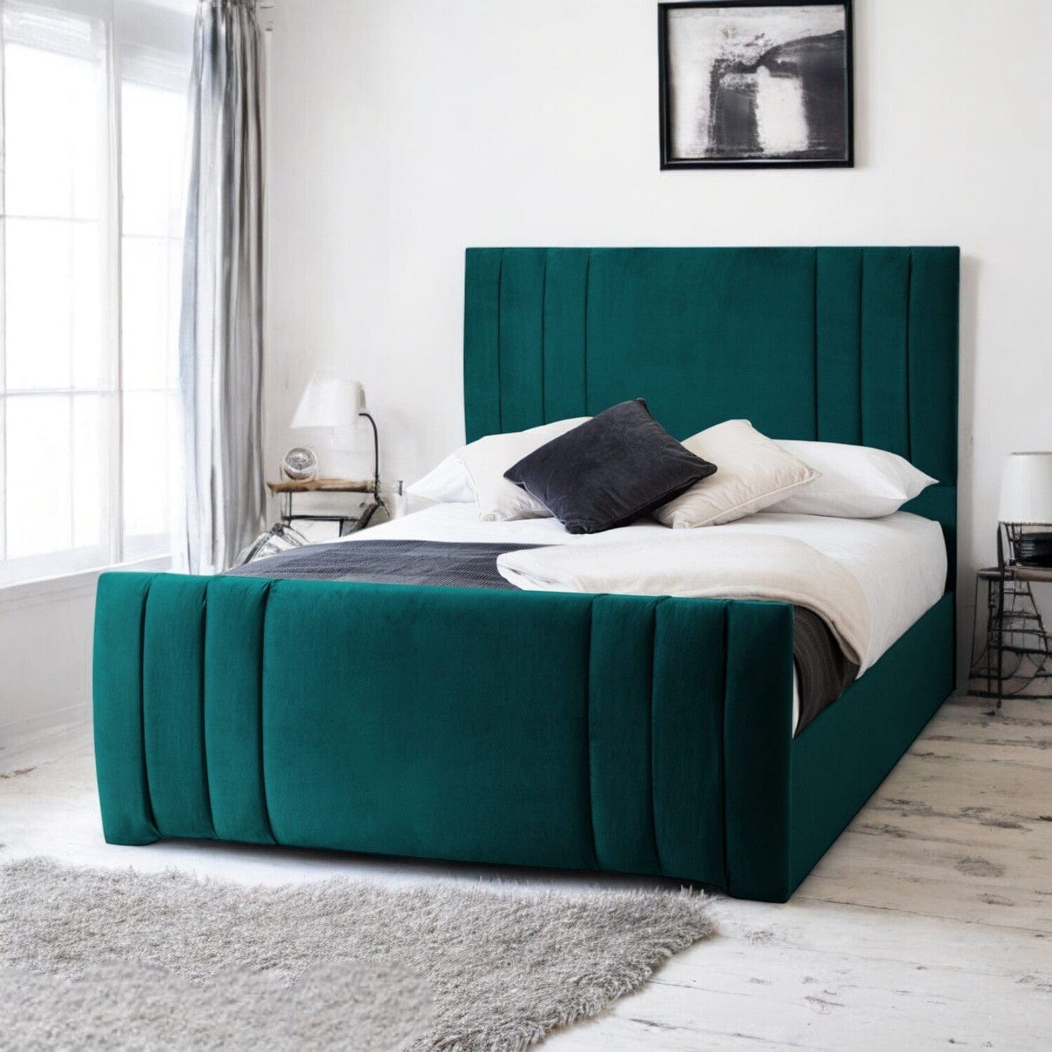 Newport Modern Design Velvet Fabric Upholstered Bed Frame