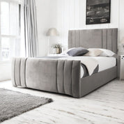 Dark Silver Velvet / Single 3ft - 90x190cm / Slatted Base Newport Modern Design Velvet Fabric Upholstered Bed Frame