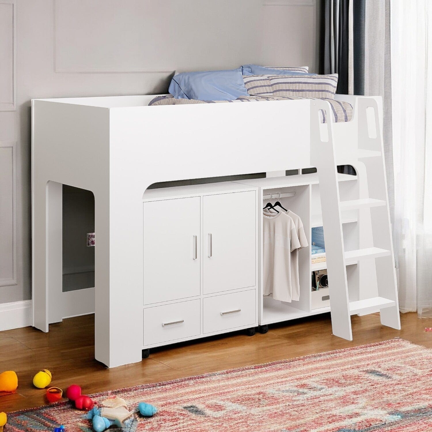 White Noah Mid Sleeper Cabin Bed With Storage
