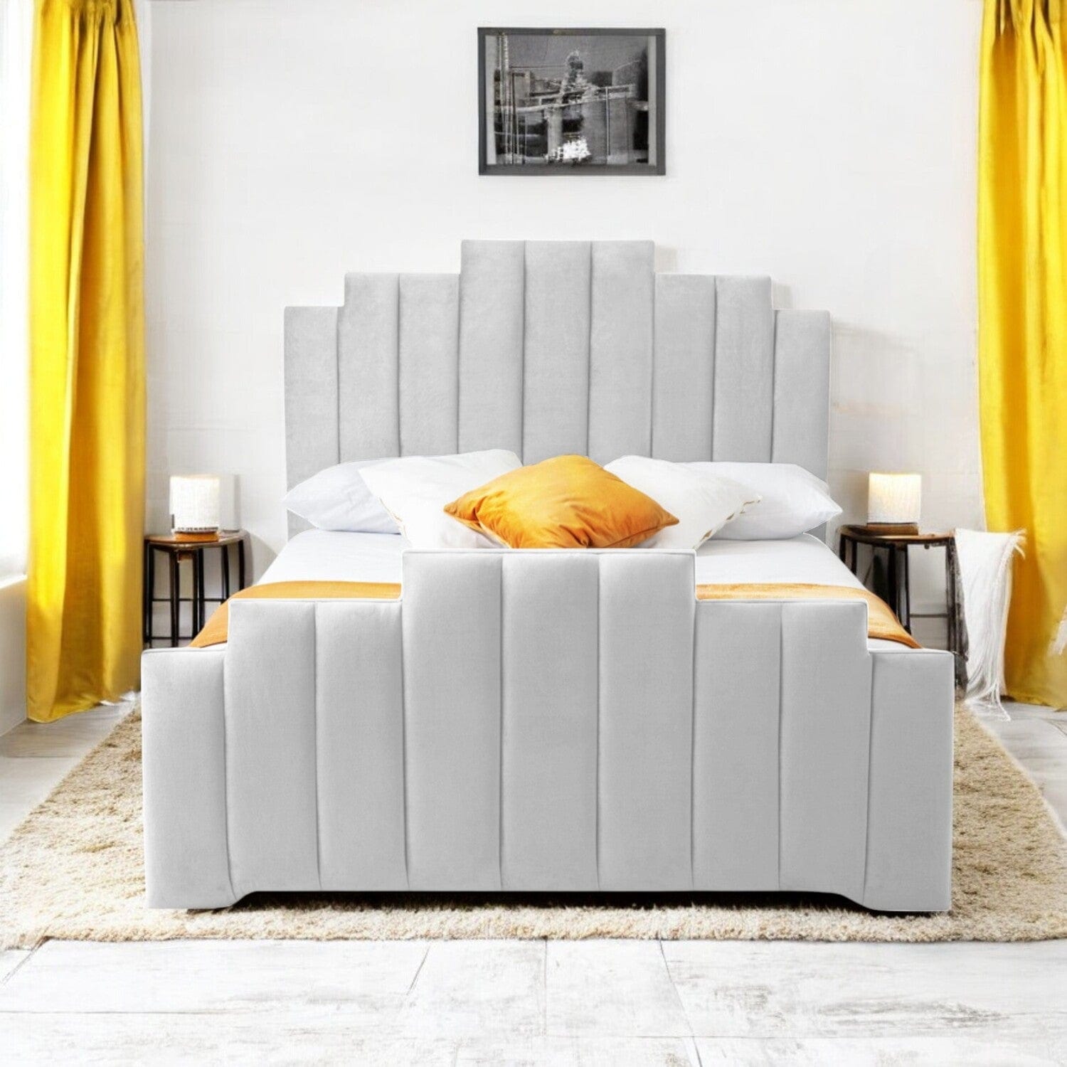 Penarth Modern Designer Velvet Fabric Upholstered Bed Frame