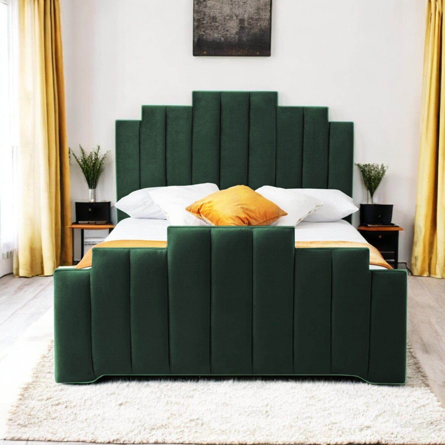 Penarth Modern Designer Velvet Fabric Upholstered Bed Frame