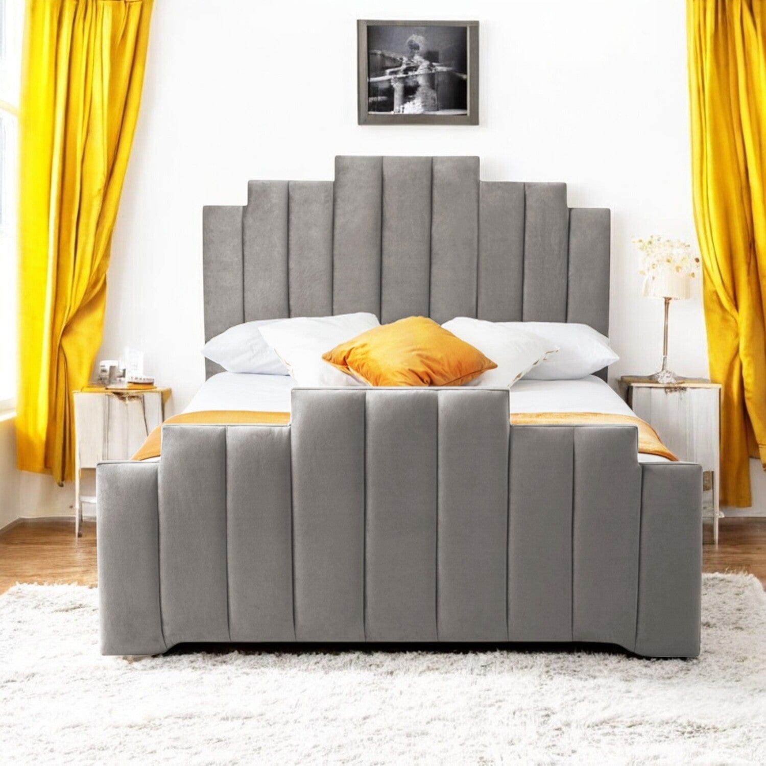 Penarth Modern Designer Velvet Fabric Upholstered Bed Frame
