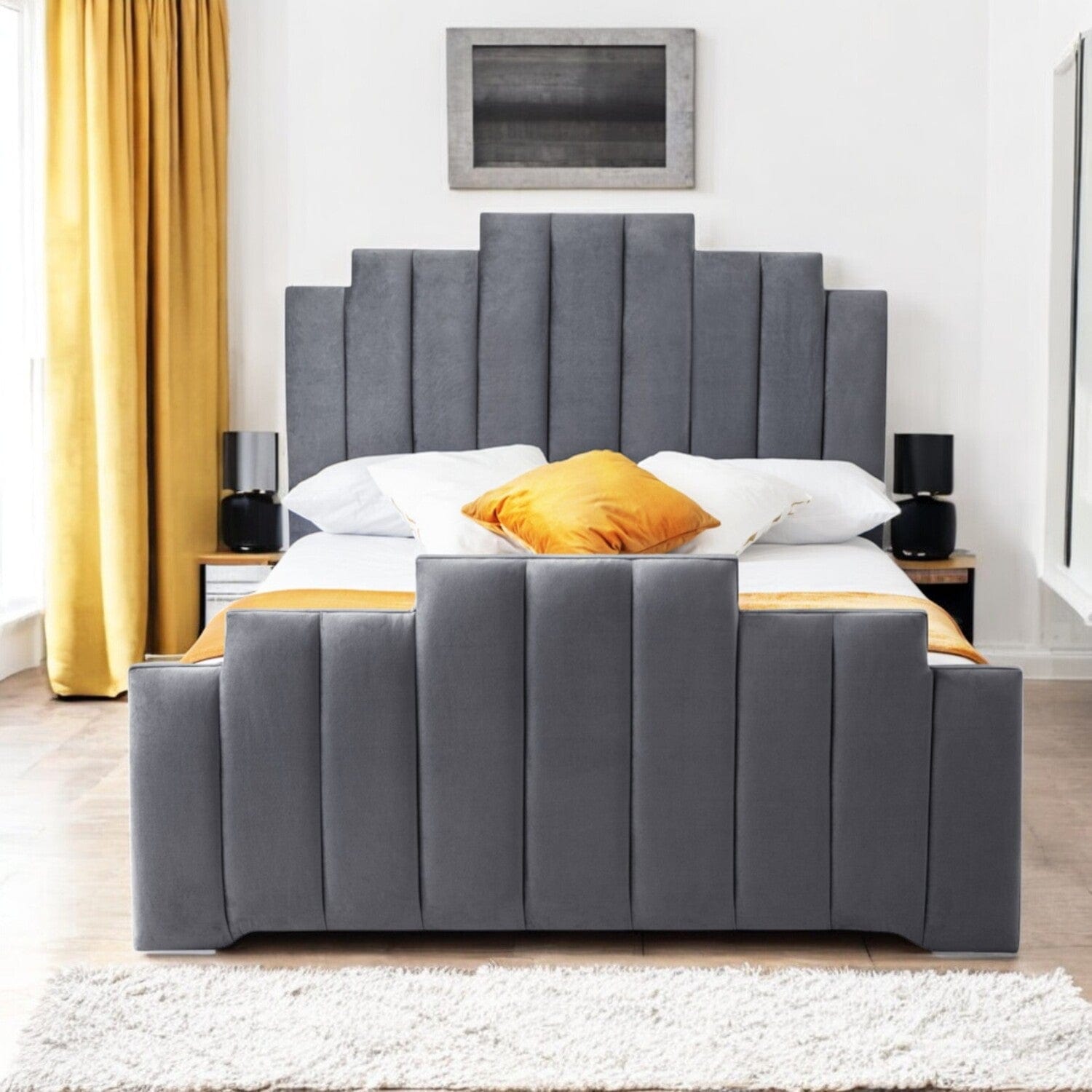 Penarth Modern Designer Velvet Fabric Upholstered Bed Frame