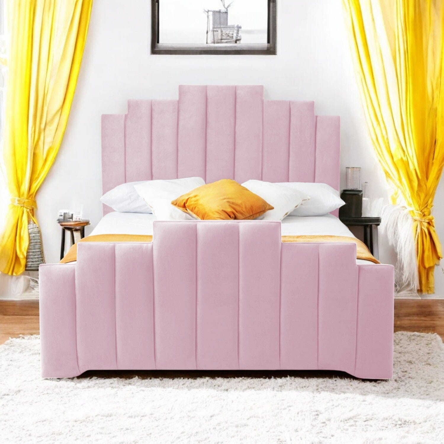 Penarth Modern Designer Velvet Fabric Upholstered Bed Frame