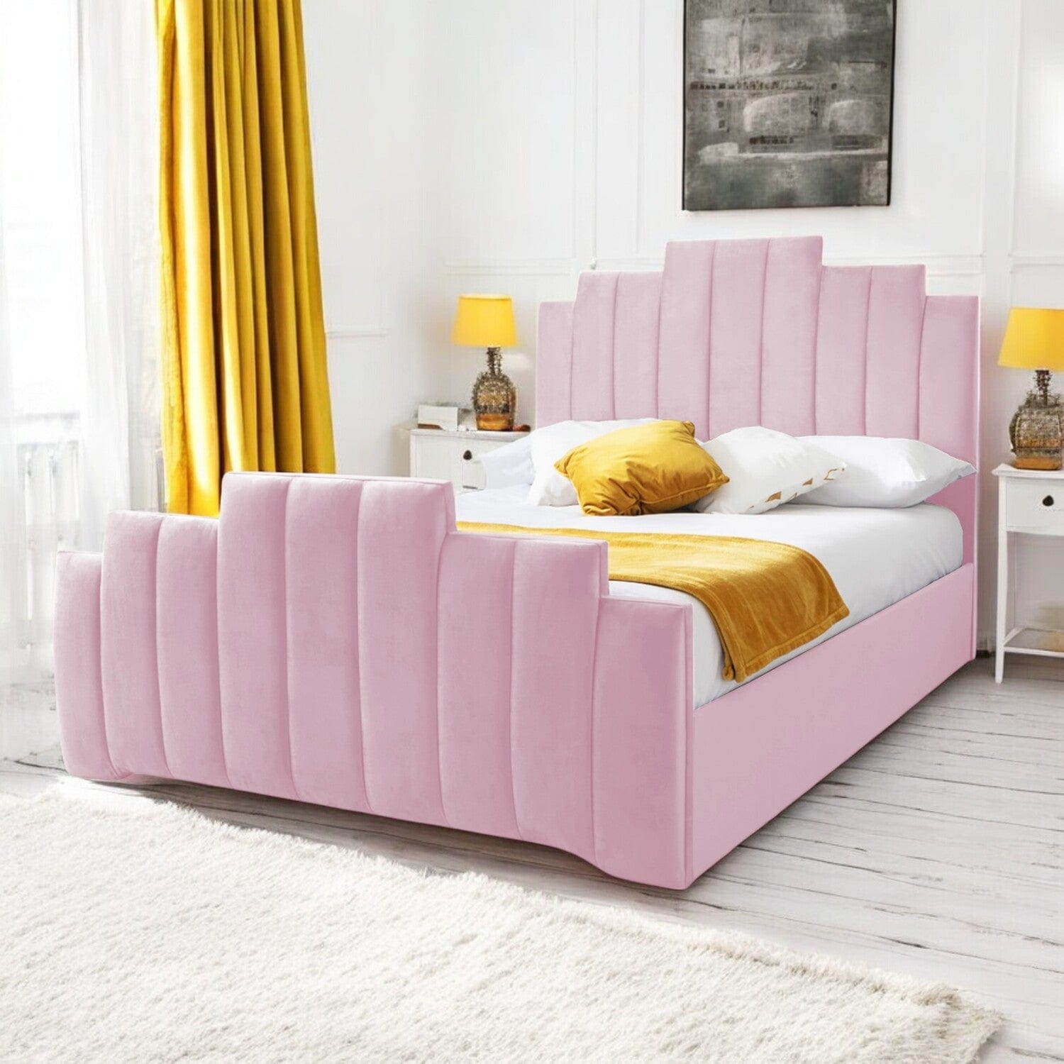 Penarth Modern Designer Velvet Fabric Upholstered Bed Frame