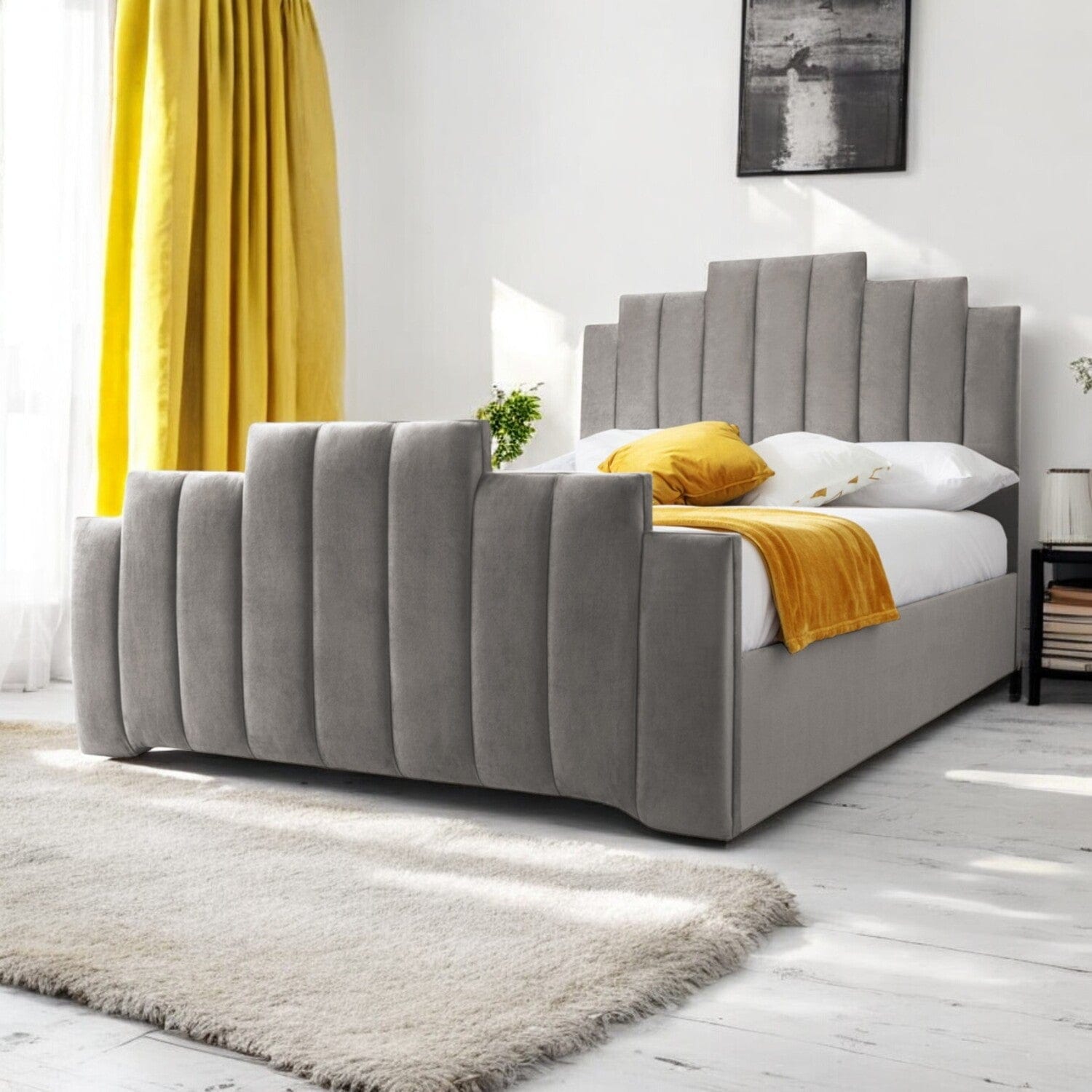  Slatted Base Penarth Modern Designer Velvet Fabric Upholstered Bed Frame