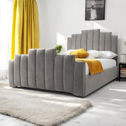 Dark Silver Velvet / Single 3ft - 90x190cm / Slatted Base Penarth Modern Designer Velvet Fabric Upholstered Bed Frame
