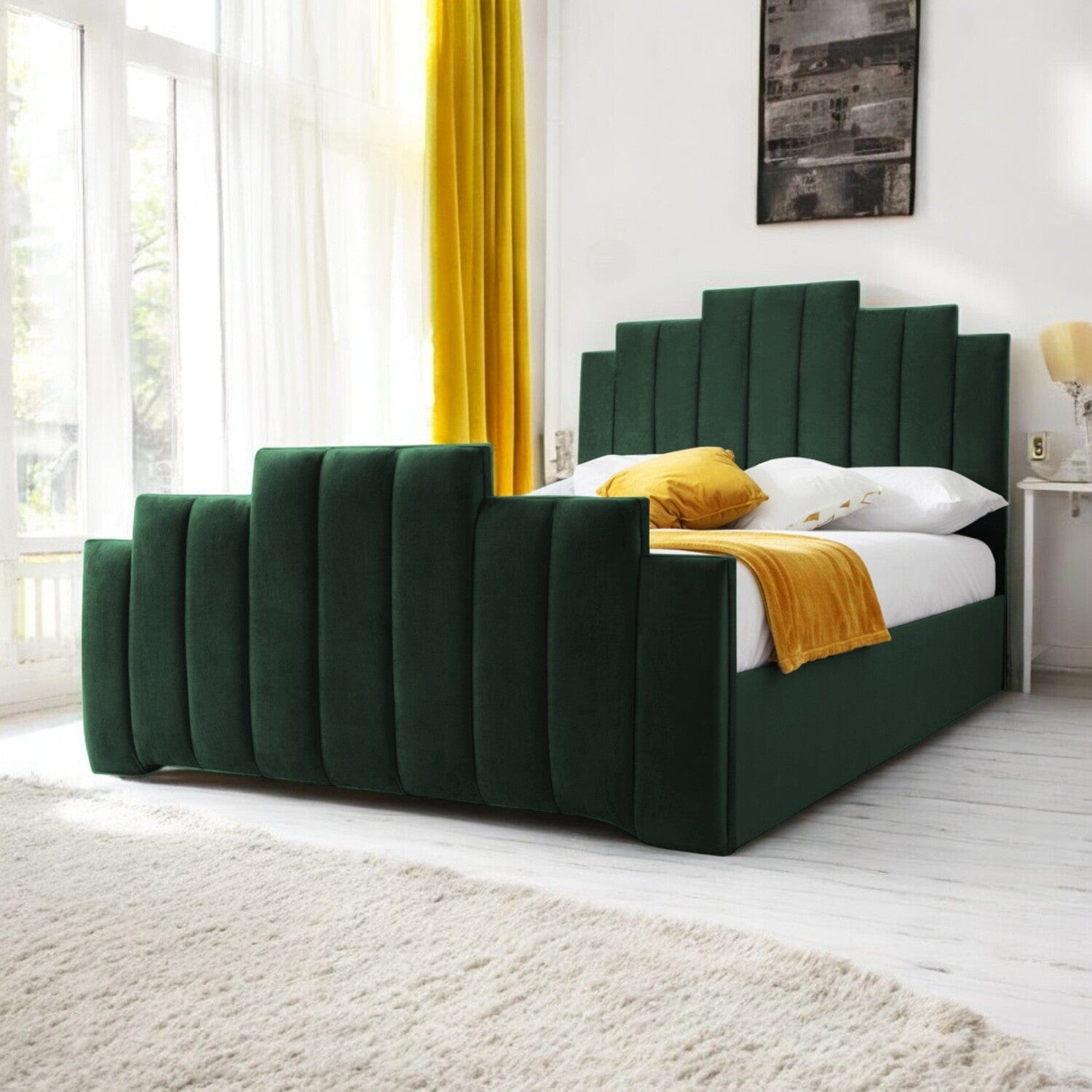  Slatted Base Penarth Modern Designer Velvet Fabric Upholstered Bed Frame