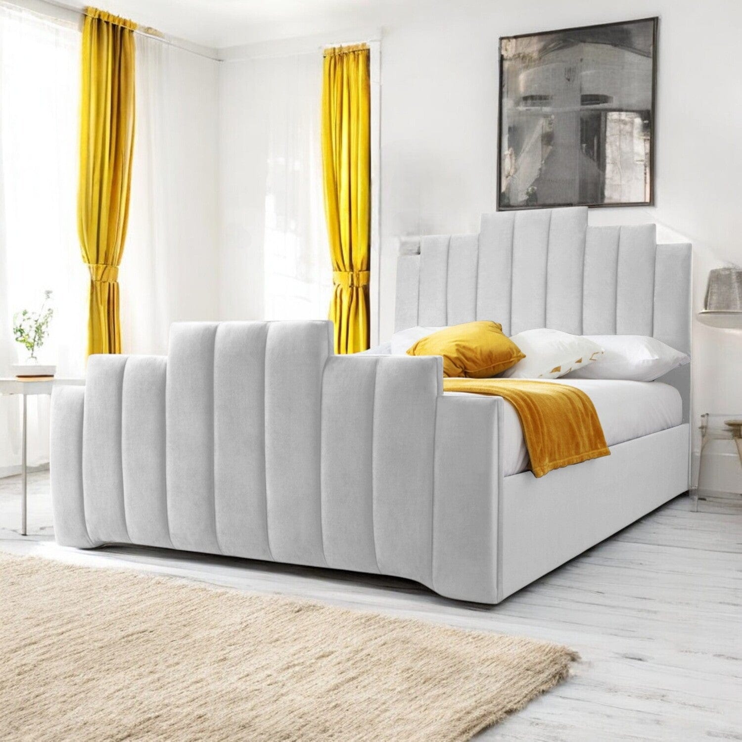  Slatted Base Penarth Modern Designer Velvet Fabric Upholstered Bed Frame