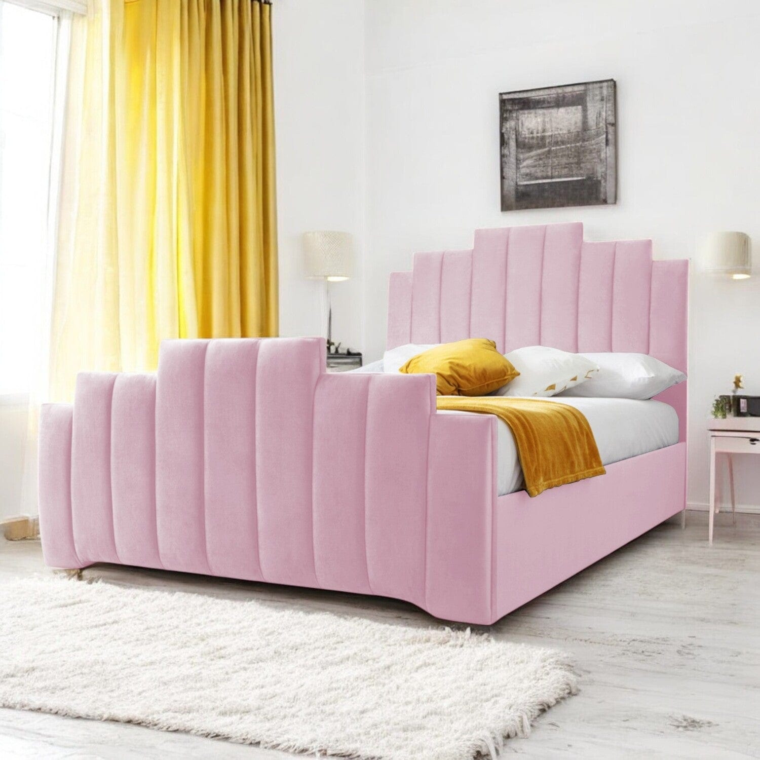  Slatted Base Penarth Modern Designer Velvet Fabric Upholstered Bed Frame