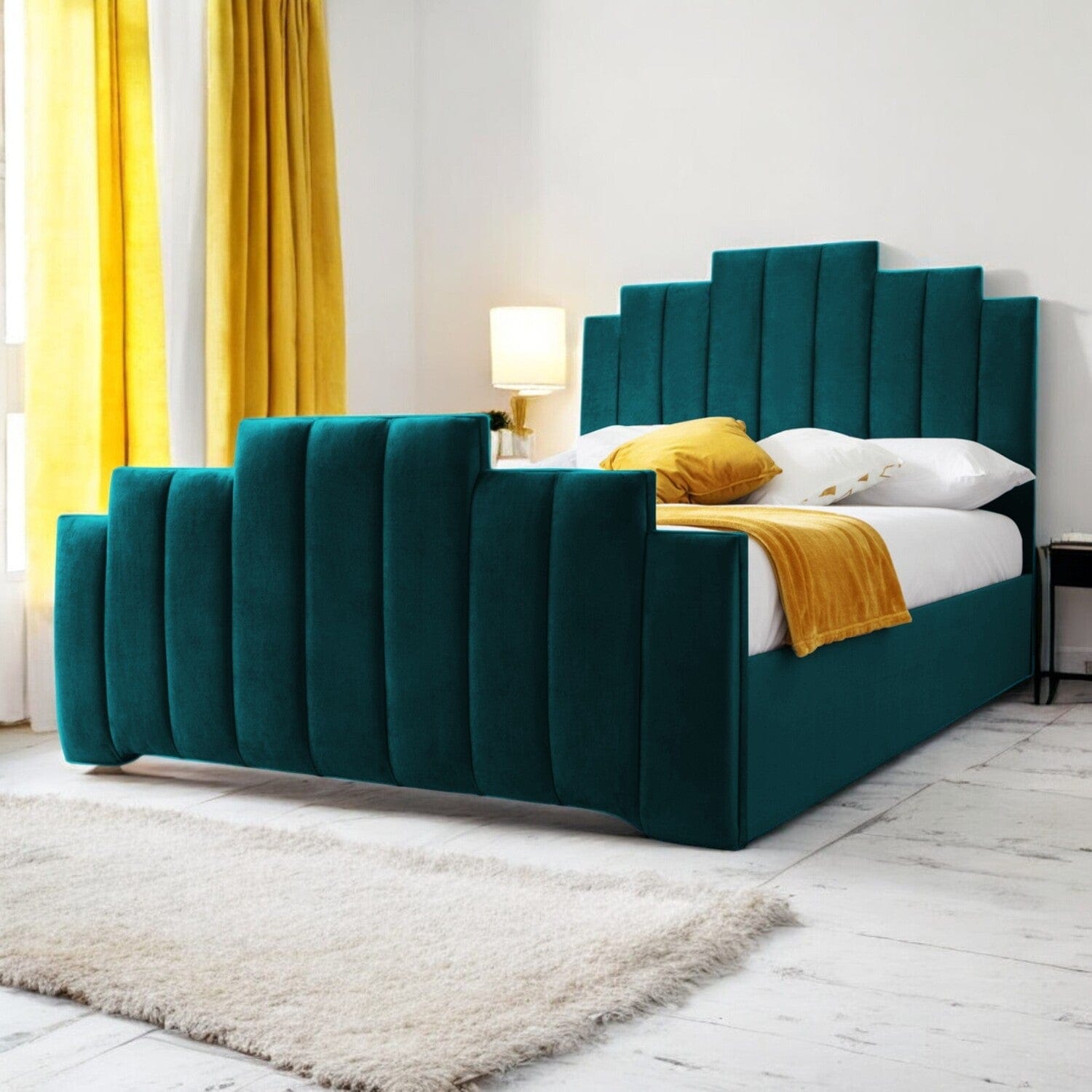  Slatted Base Penarth Modern Designer Velvet Fabric Upholstered Bed Frame