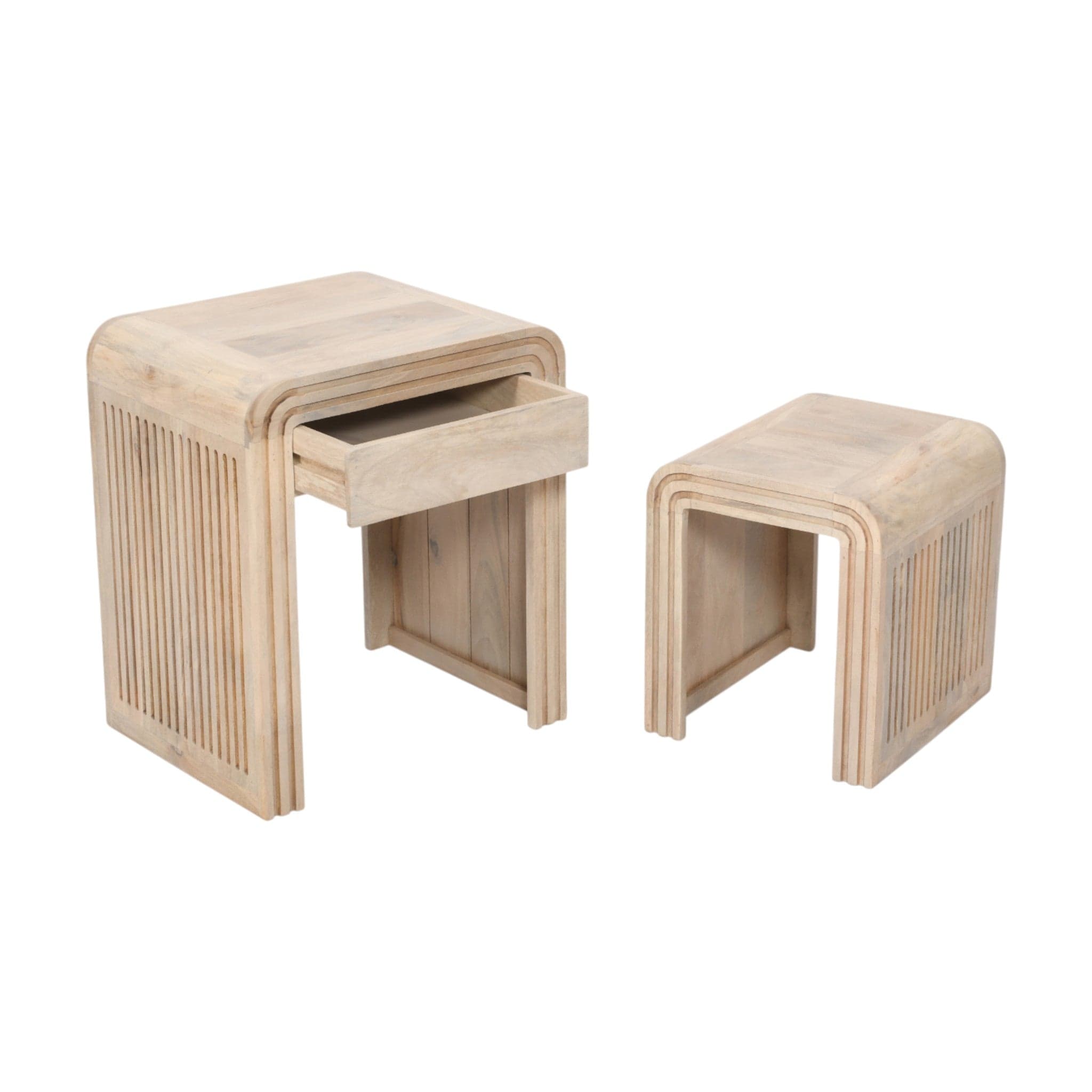 Prehen Wooden Nest Of 2 Tables With Drawer