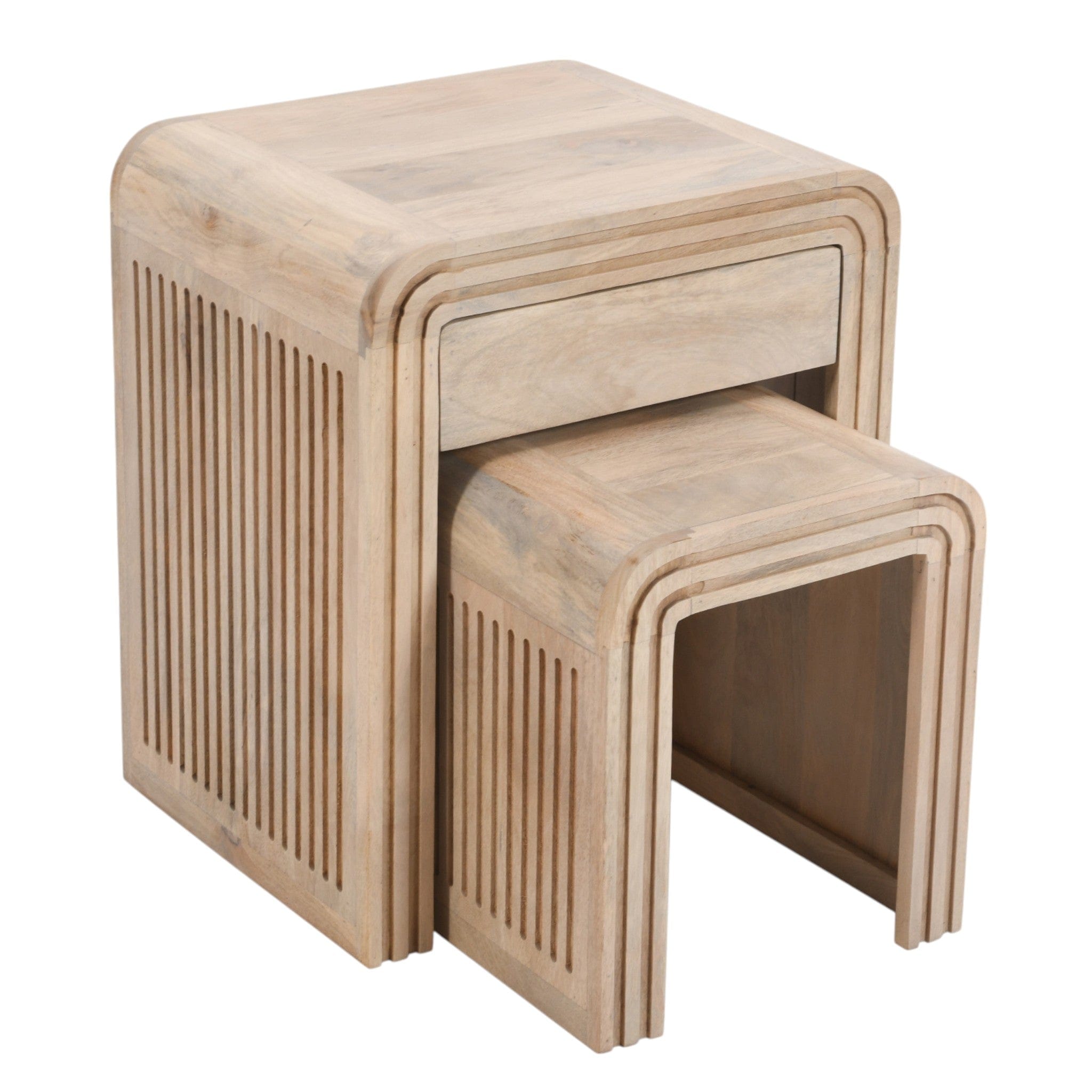 Prehen Wooden Nest Of 2 Tables With Drawer