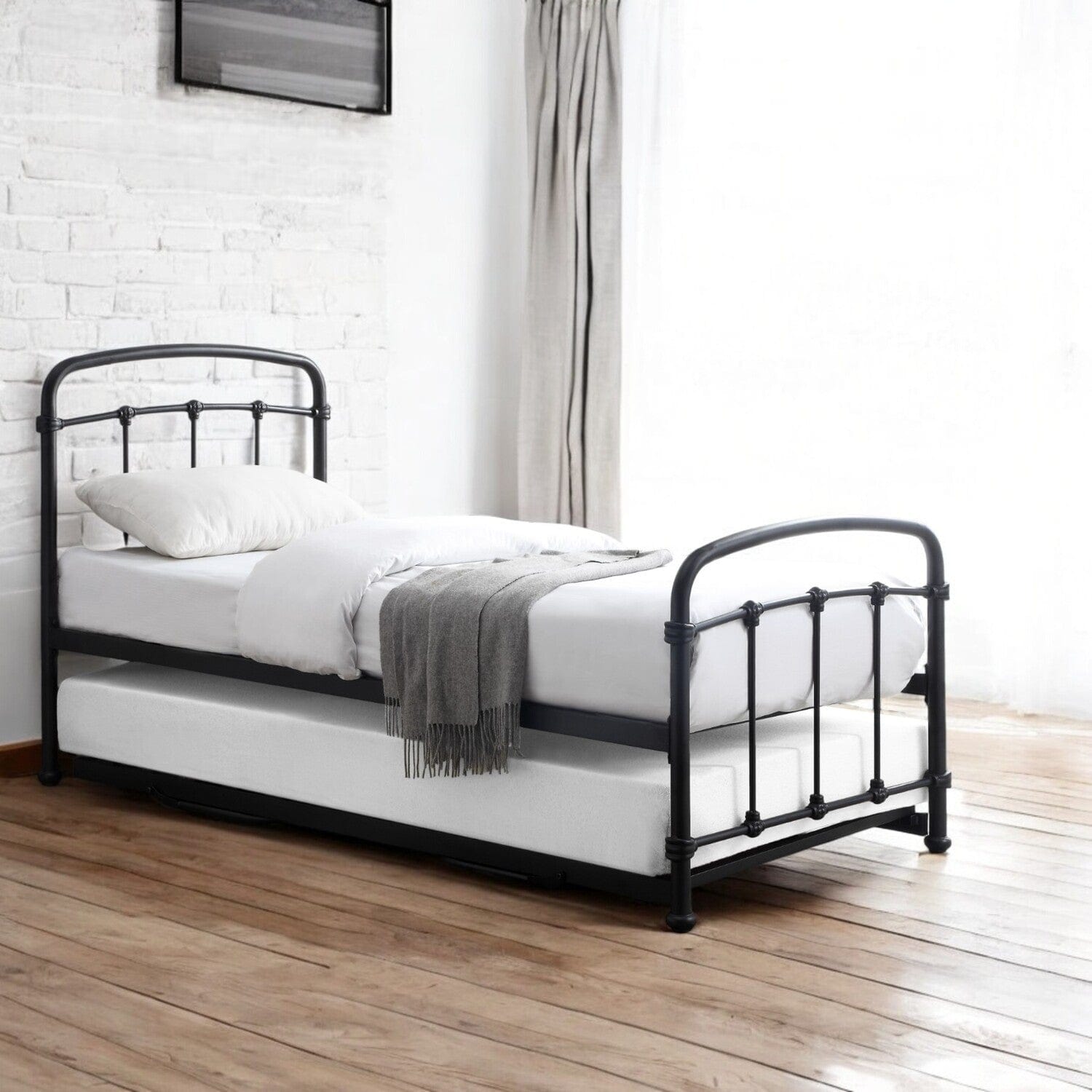 Black Redbridge Metal Guest Bed with Trundle