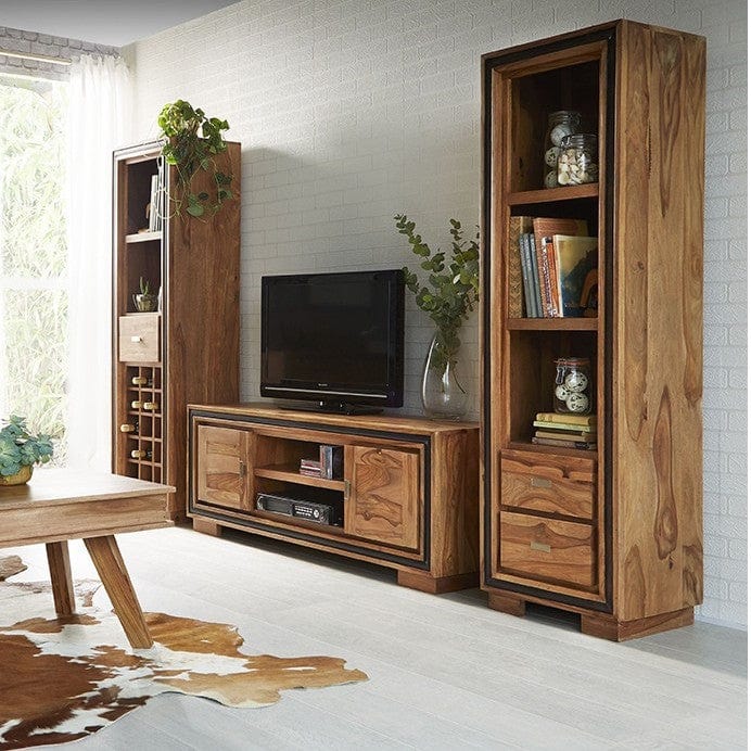 Rossmore Wooden Bookcase Cabinet With Wine Storage