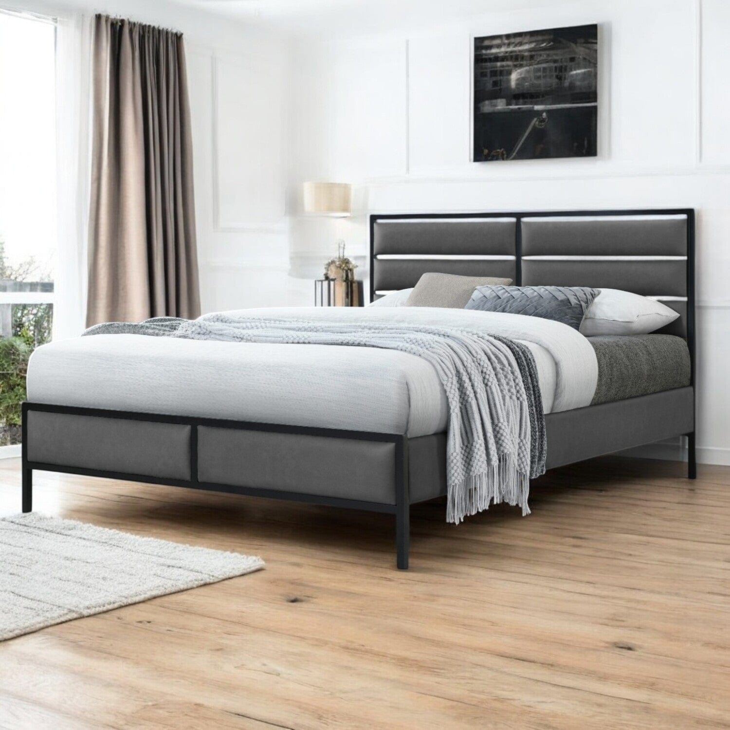  Double 4ft6 - 135x190cm Sandbach Faux Leather Upholstered Bed Frame