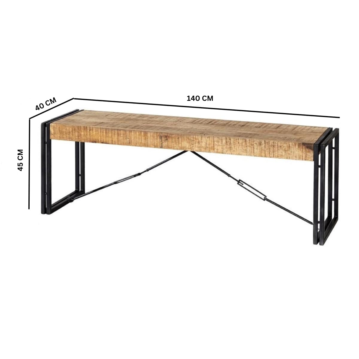 Sligo 140cm Industrial Metal & Wood Dining Bench