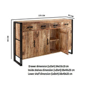 Sligo Industrial Metal & Wood 4 Drawers & 4 Doors 170cm Sideboard