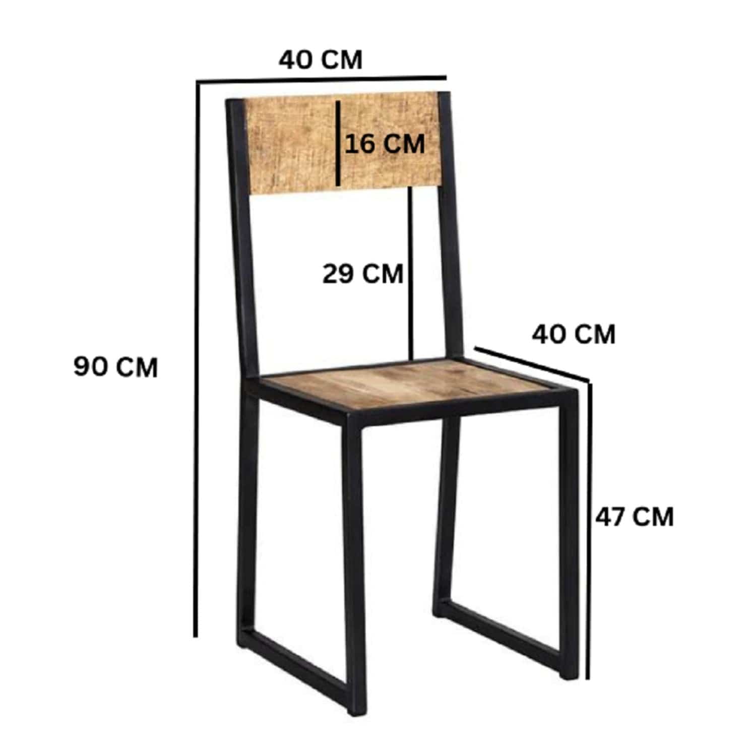 Sligo Industrial Metal & Wood Dining Chair Set of 2