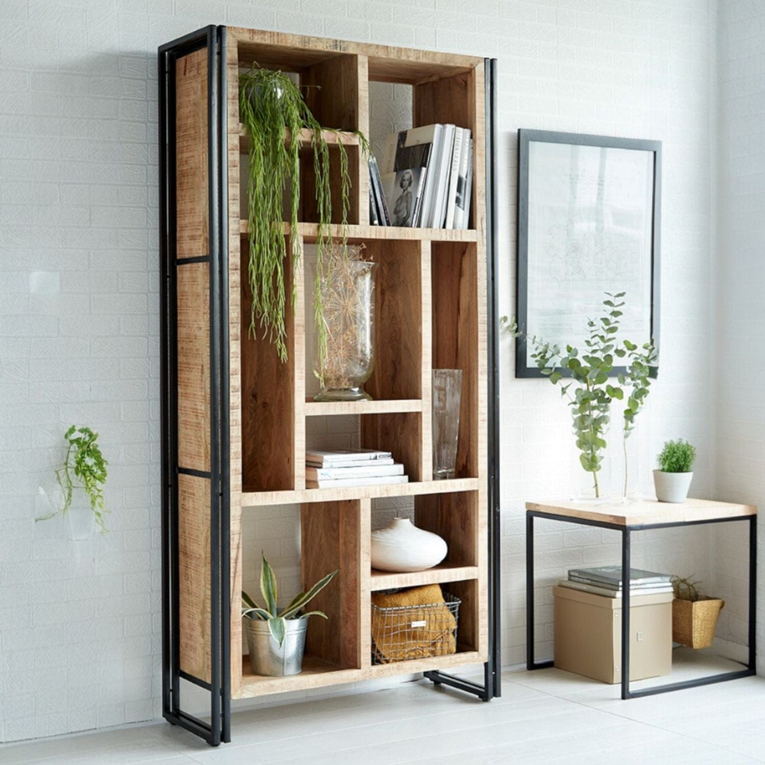 Sligo Industrial Metal & Wood Multi-Shelf Bookcase