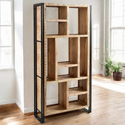 Sligo Industrial Metal & Wood Multi-Shelf Bookcase