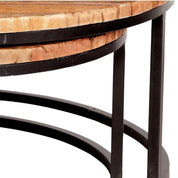 Sligo Industrial Metal & Wood Set of 2 Round Coffee Tables