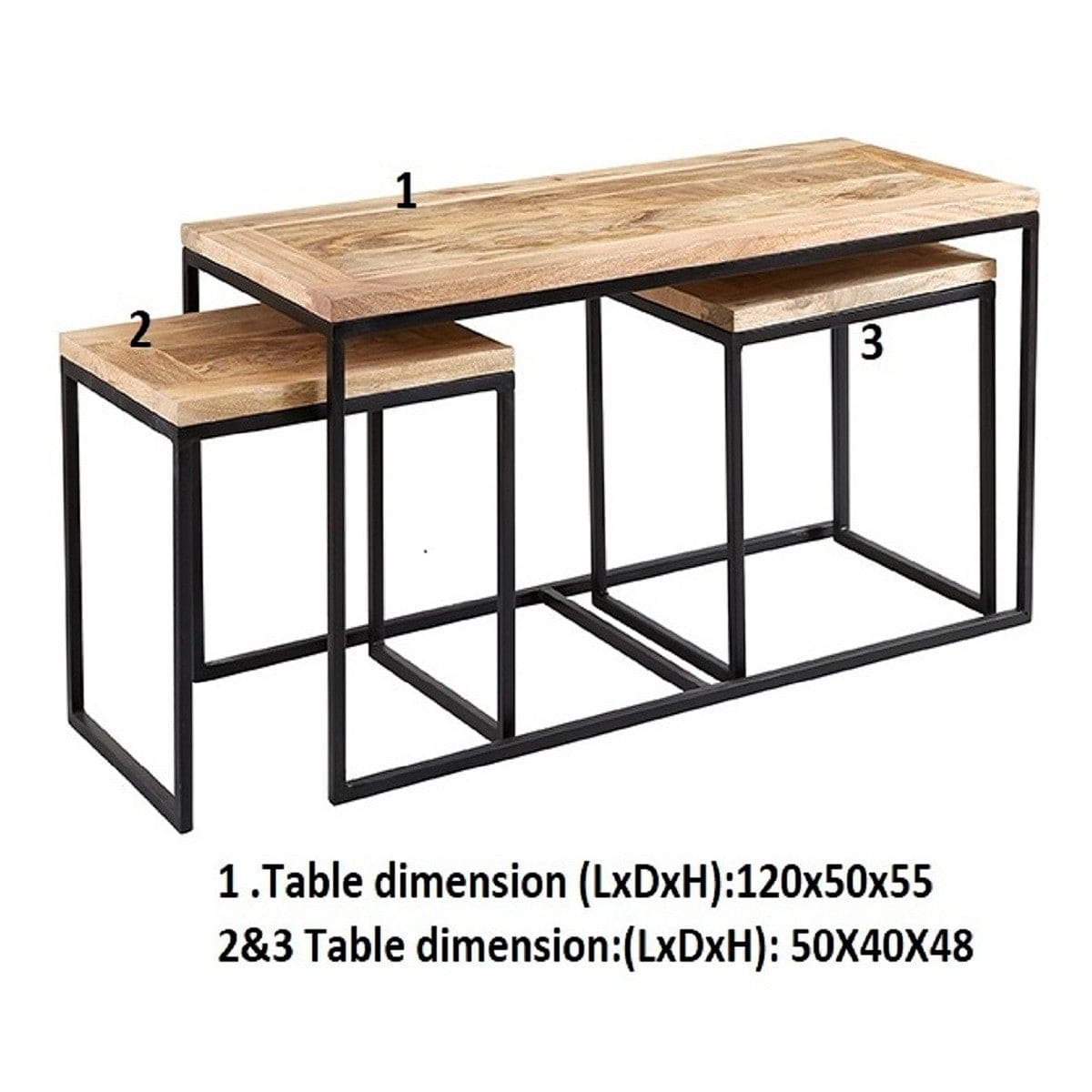 Sligo Industrial Metal & Wood Set of 3 Coffee Table